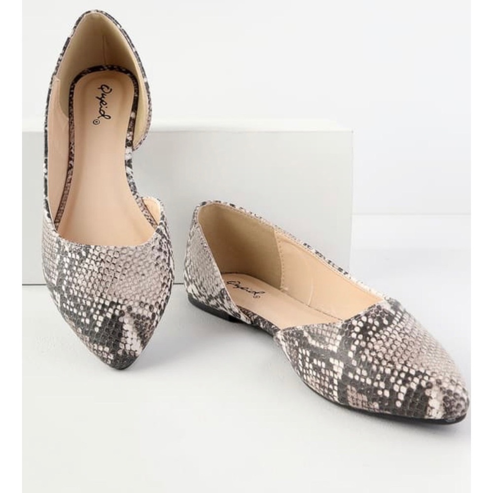 Qupid snake print d’orsay style flat